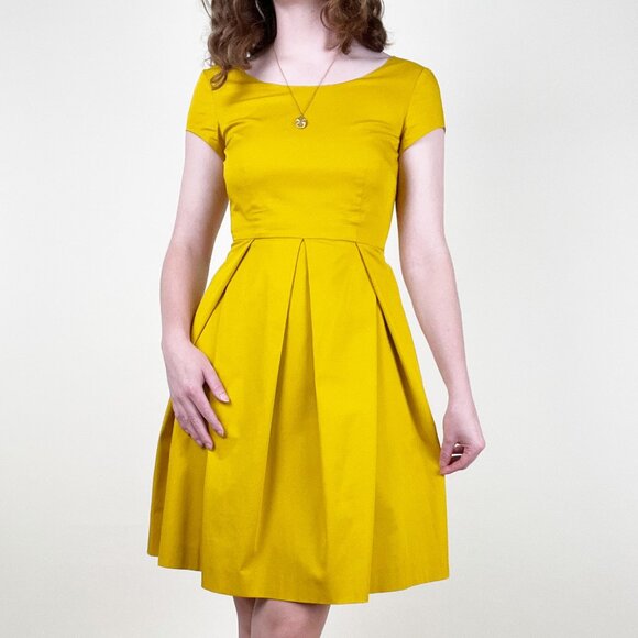 MaxMara Gold Pleated A-Line Midi Dress - Picture 1 of 8